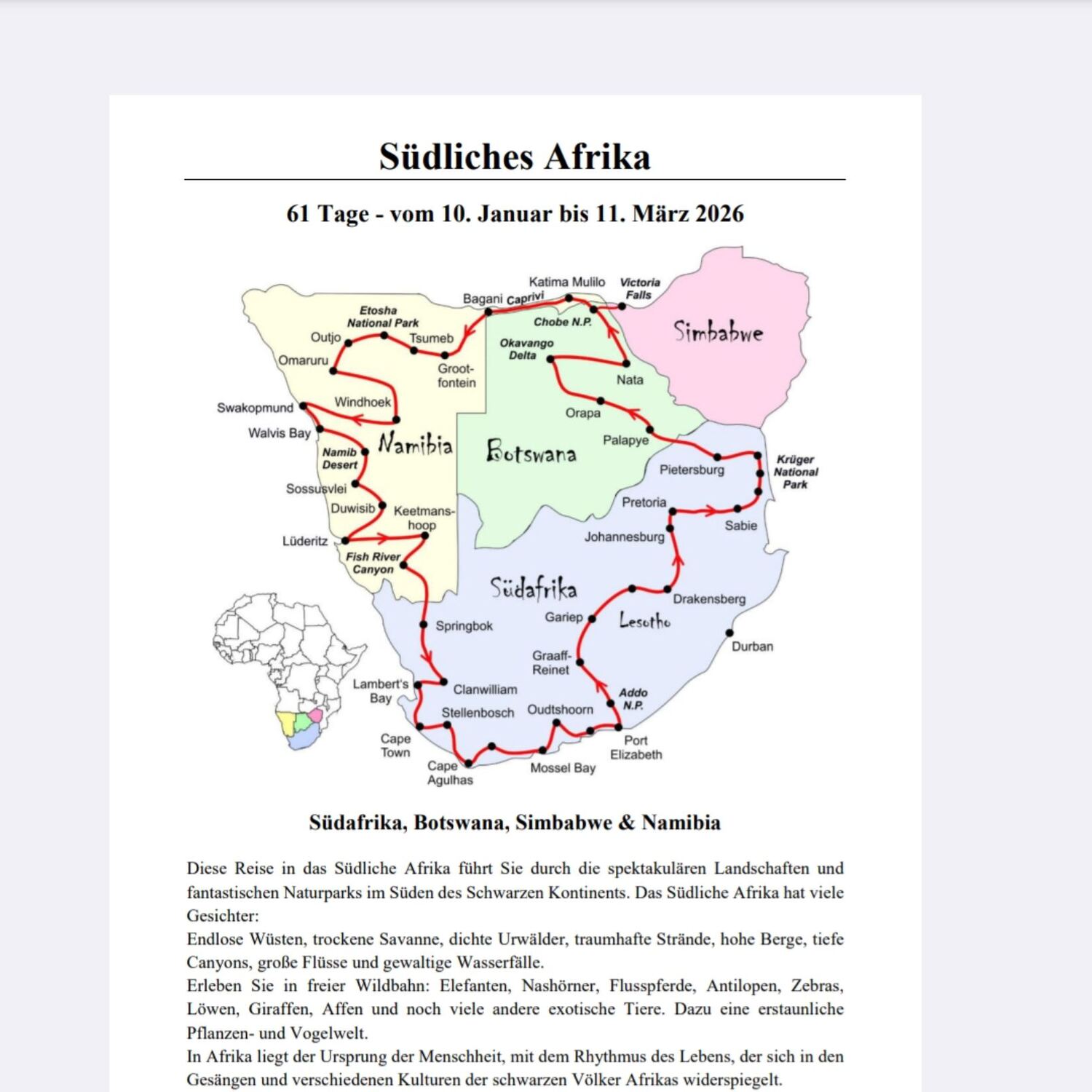 Südliches Afrika 2026