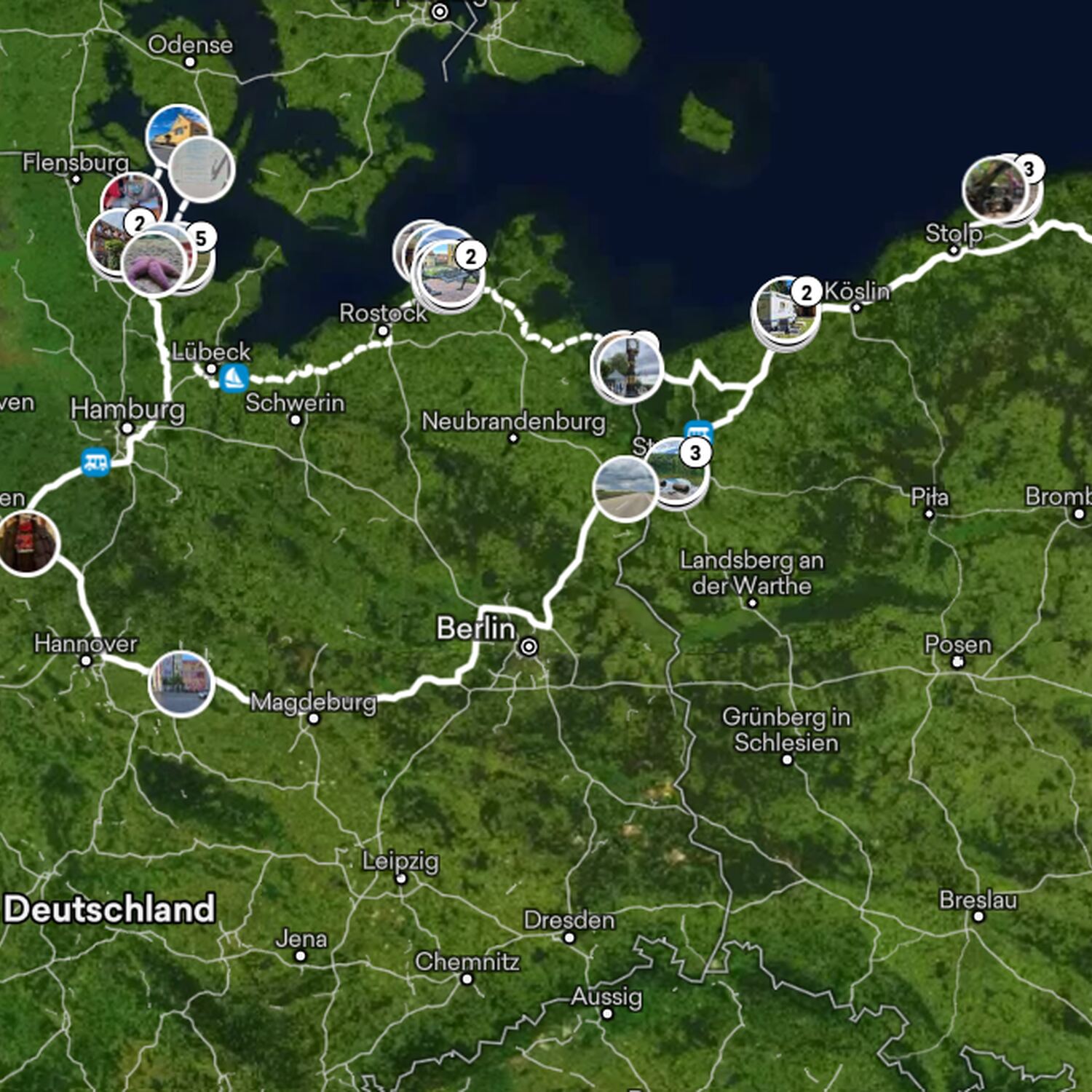 Polnische und deutsche Ostsee