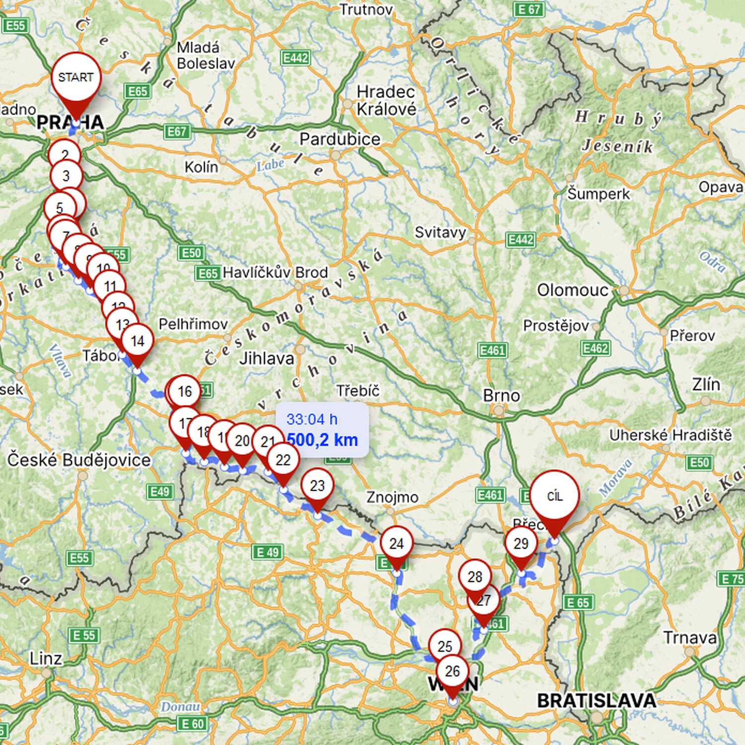 Praha - Vídeň na kole